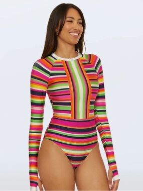 NWT Trina Turk Anniversary Stripe 1/2 Zip Paddle Suit Size XL